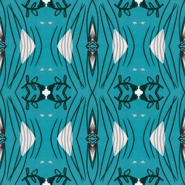 Seamless flower folk pattern. Abstract ethnic print. Watercolor batik background Stock Illustration