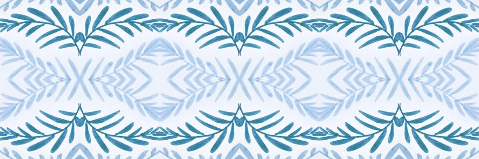 Seamless flower folk pattern. Abstract ethnic print. Watercolor batik background Illustrazione stock