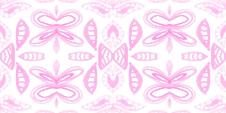 Seamless flower folk pattern. Abstract ethnic print. Watercolor batik background Stock Illustration