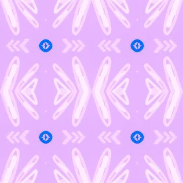 Seamless flower folk pattern. Abstract ethnic print. Watercolor batik background Stock Illustration