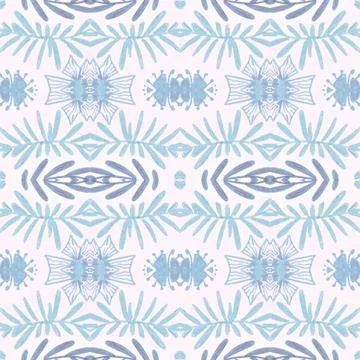 Seamless flower folk pattern. Abstract ethnic print. Watercolor batik background Stock-Illustration