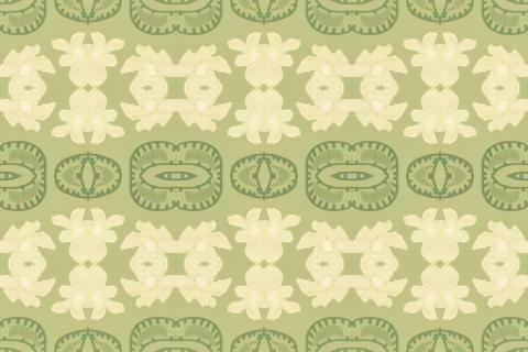 Seamless flower folk pattern. Abstract ethnic print. Watercolor batik background Stock Illustration