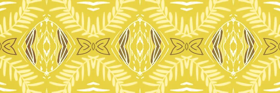 Seamless flower folk pattern. Abstract ethnic print. Watercolor batik background Stock Illustration