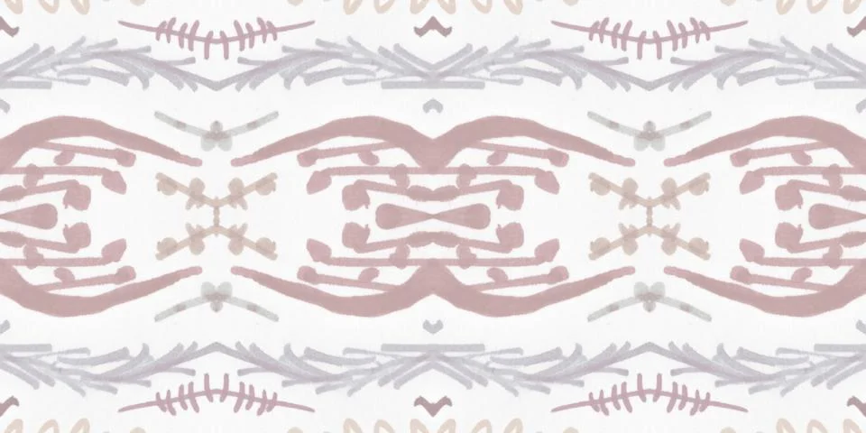 Seamless flower folk pattern. Abstract ethnic print. Watercolor batik background Illustrazione stock