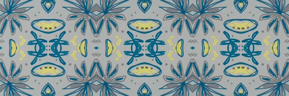 Seamless flower folk pattern. Abstract ethnic print. Watercolor batik background Stockillustratie