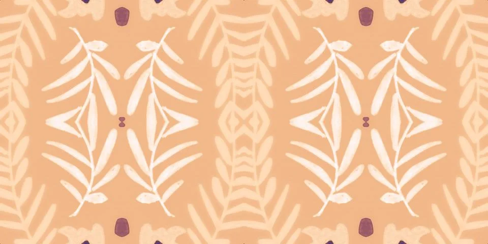 Seamless flower folk pattern. Abstract ethnic print. Watercolor batik background Illustrazione stock
