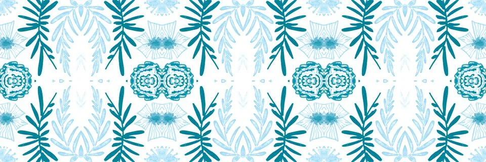 Seamless flower folk pattern. Abstract ethnic print. Watercolor batik background イラスト素材