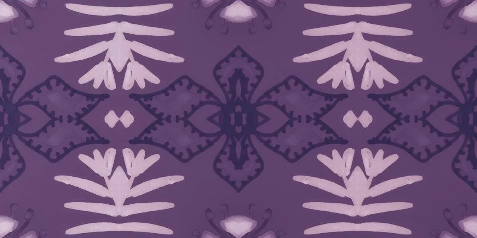 Seamless flower folk pattern. Abstract ethnic print. Watercolor batik background Stock Illustration