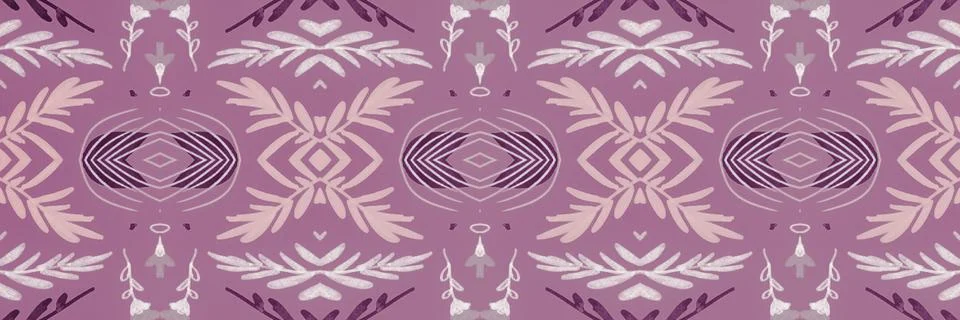 Seamless flower folk pattern. Abstract ethnic print. Watercolor batik background Illustrazione stock