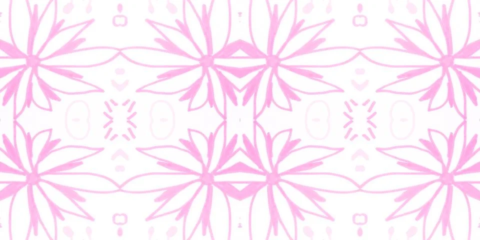 Seamless flower folk pattern. Abstract ethnic print. Watercolor batik background Illustrazione stock