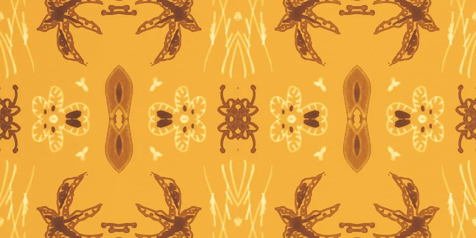 Seamless flower folk pattern. Abstract ethnic print. Watercolor batik background イラスト素材