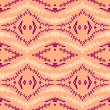 Seamless flower folk pattern. Abstract ethnic print. Watercolor batik background イラスト素材