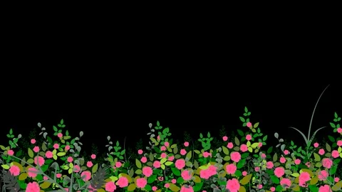 Seamless Flower Garden Moving in the Wind in a Transparent Alpha Channel in Loop Stock Footage 123136468