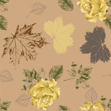 Seamless flower with leaves aging pattern Stock Illustration