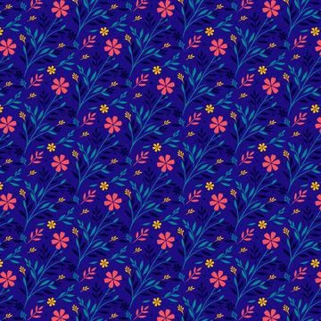 Seamless flower pattern with artistic botanical textures Stock Illustration