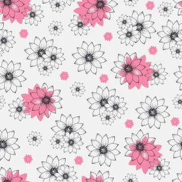 Seamless Flower Pattern Background. Stock Illustration