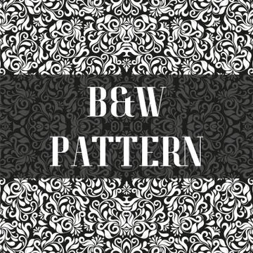Seamless flower pattern in black and white style. Vector illustration Stock Illustration