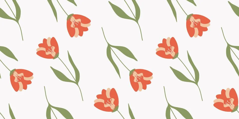 Seamless Flower pattern. Botanical endless ornament. Simple floral vector Illustrazione stock