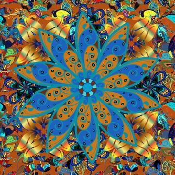 Seamless flower pattern can be used for sketch. Vector illustration. Flowers on Illustrazione stock