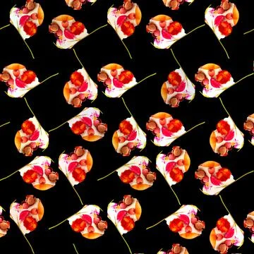 Seamless flower pattern of dried flowers, Kaleidoscope pattern, asymmetry. Stock-Fotos
