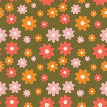 Seamless flower pattern element vector shape doodle floral abstract texture.. Stock Illustration