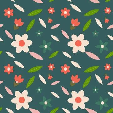 Seamless flower pattern element vector shape doodle floral abstract texture.. Stock Illustration