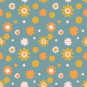 Seamless flower pattern element vector shape doodle floral abstract texture.. Stock Illustration