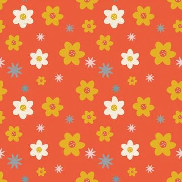 Seamless flower pattern element vector shape doodle floral abstract texture.. Illustrazione stock