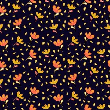 Seamless flower pattern. Flat botanical ornament with minimalistic elements. Stockillustratie