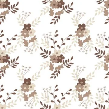 Seamless flower pattern. Flat botanical ornament with minimalistic elements. 库存插图