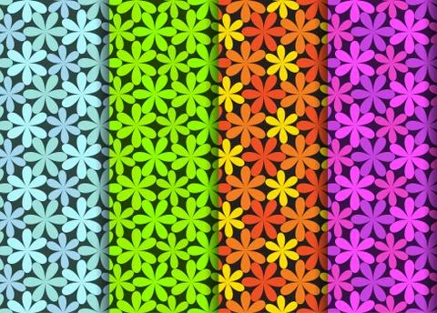Seamless flower pattern in four color, vector art Stock Illustration