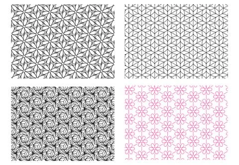 Seamless flower pattern in linear style, vector Stock Illustration