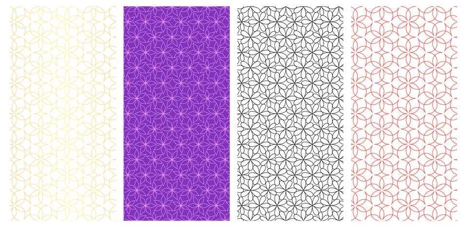 Seamless flower pattern in linear style, vector Stock Illustration