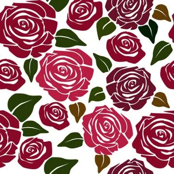 Seamless flower pattern with roses Stock Illustration