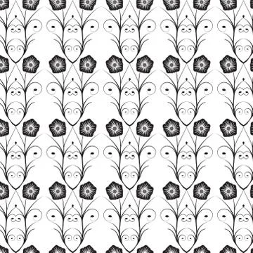 Seamless flower pattern with stem. a beautiful floral design illustration. Stock Illustration