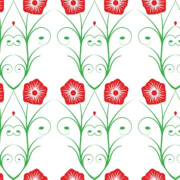 Seamless flower pattern with stem. a beautiful floral design illustration. Stock Illustration