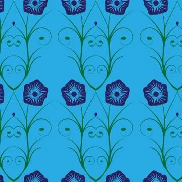 Seamless flower pattern with stem. a beautiful floral design illustration. Stock Illustration