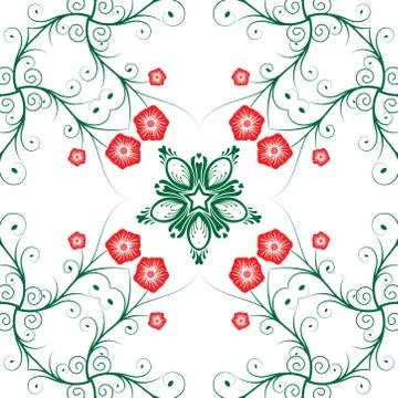 Seamless flower pattern with stem. a beautiful floral design illustration. Stock Illustration