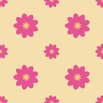 Seamless flower pattern vector floral shape doodle plant abstract texture Stock Illustration