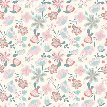 Seamless flower pattern. Vector illustration, delicate floral pattern in past Stock Illustration