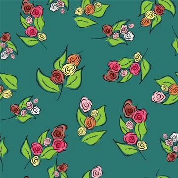 Seamless flower rose pattern. Texture background. Vector seamless vintage flo Stock Illustration