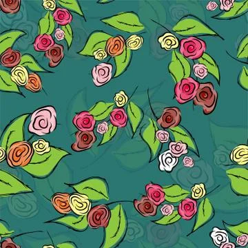 Seamless flower rose pattern. Texture background. Vector seamless vintage flo Stock Illustration