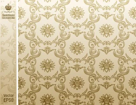 Seamless flower wallpaper Pattern beige Stock Illustration