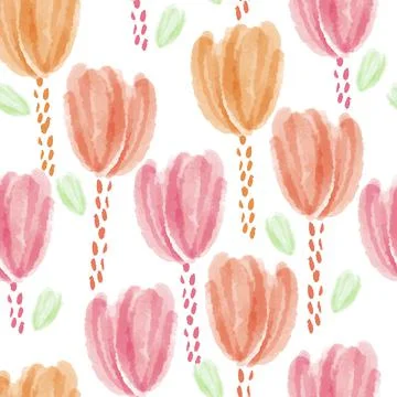 Seamless flowers and leafs pattern background , greeting card Stock Illustration