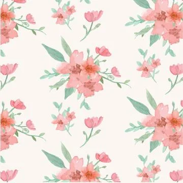 Seamless flowers and leaves pattern Stock Illustration