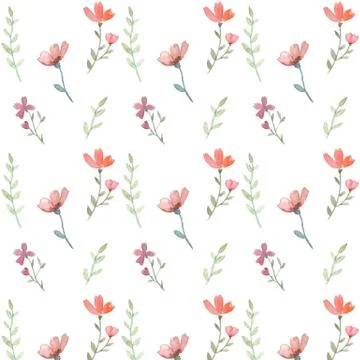 Seamless flowers and leaves pattern Stock-Illustration