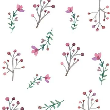 Seamless flowers and leaves pattern Stock-Illustration