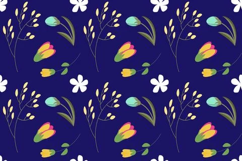 Seamless flowers pattern. Spring flowers background Illustrazione stock
