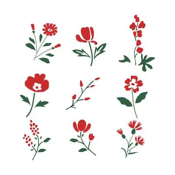 Seamless flowers set Stock Illustration