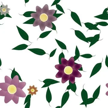 Seamless flowers vector pattern. Background texture in floral style. Stock Illustration
